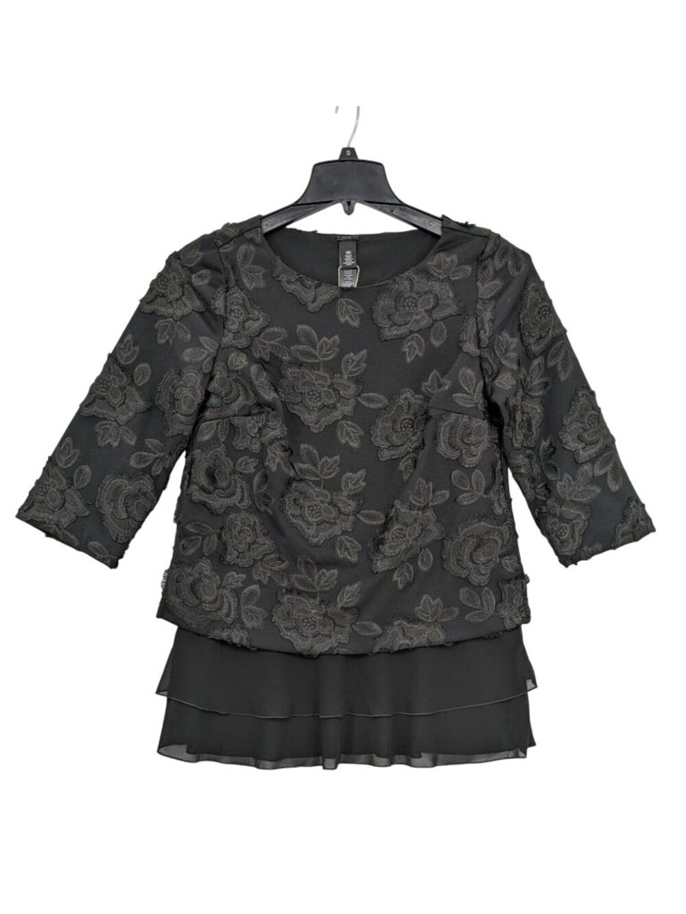 Chicos Embroidered Floral Tunic‎ Top Romantic Layered Blouse Occasion 00 XSmall